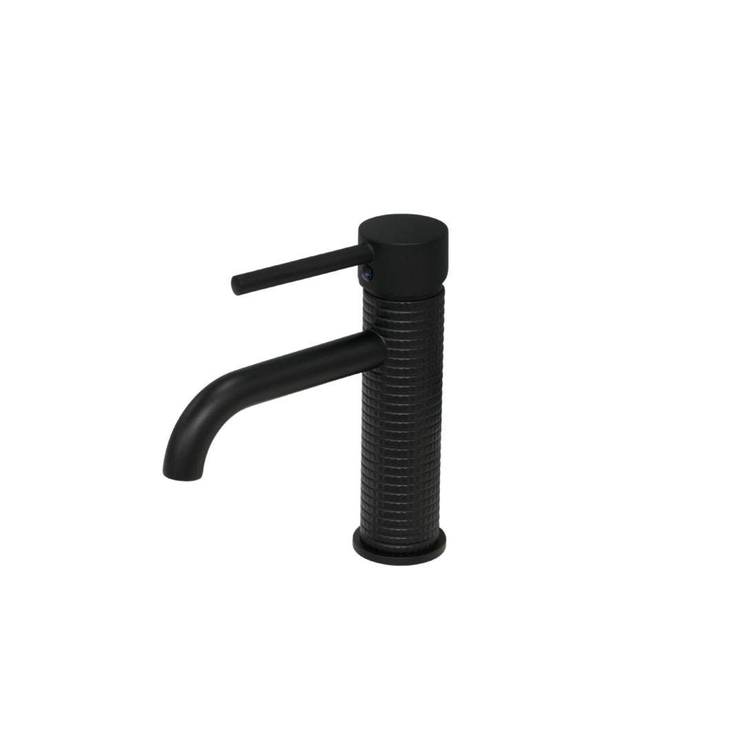 Grifo Monomando en Acero Inoxidable de Doble Temperatura con Altura Baja para Baño - Acabado Negro Mate