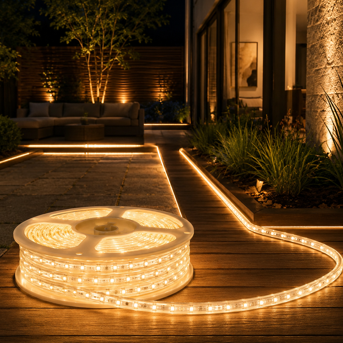 Manguera Luminosa LED de 5 Metros - 32W en Luz Cálida 3000K / IP65 para Exterior