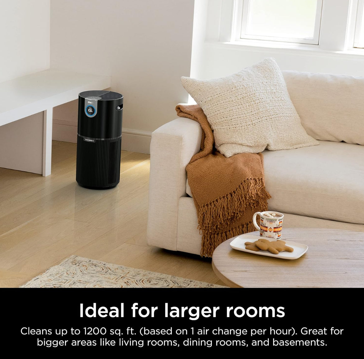 Shark Purificador de aire para el hogar, la oficina y el dormitorio, tecnología Clean Sense, filtro de aire HEPA, 1200 pies cuadrados, captura el 99.98% de las partículas, caspa de mascotas,