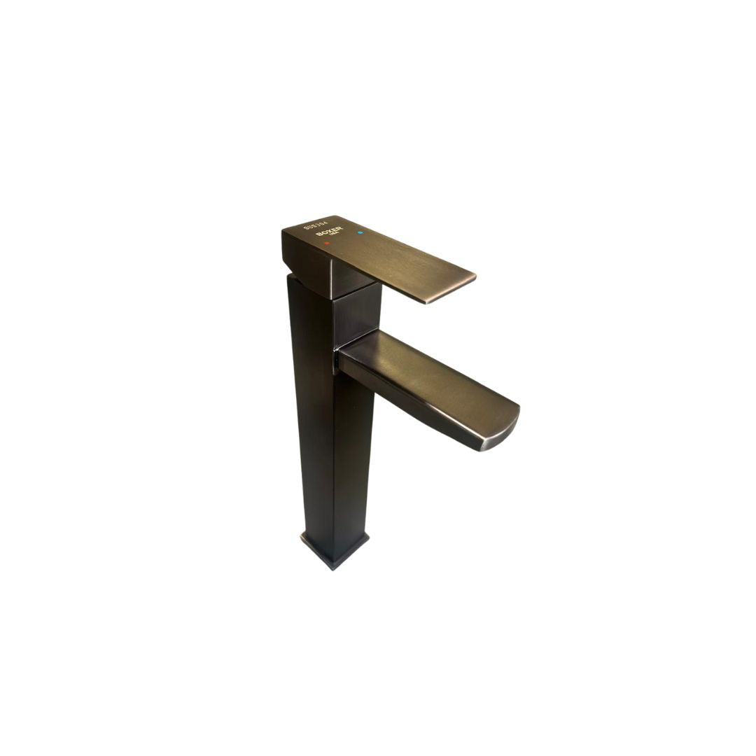 Monomando para Lavamanos Alto de 30CM con Acabado Gun Metal (Plomo) de Doble Temperatura