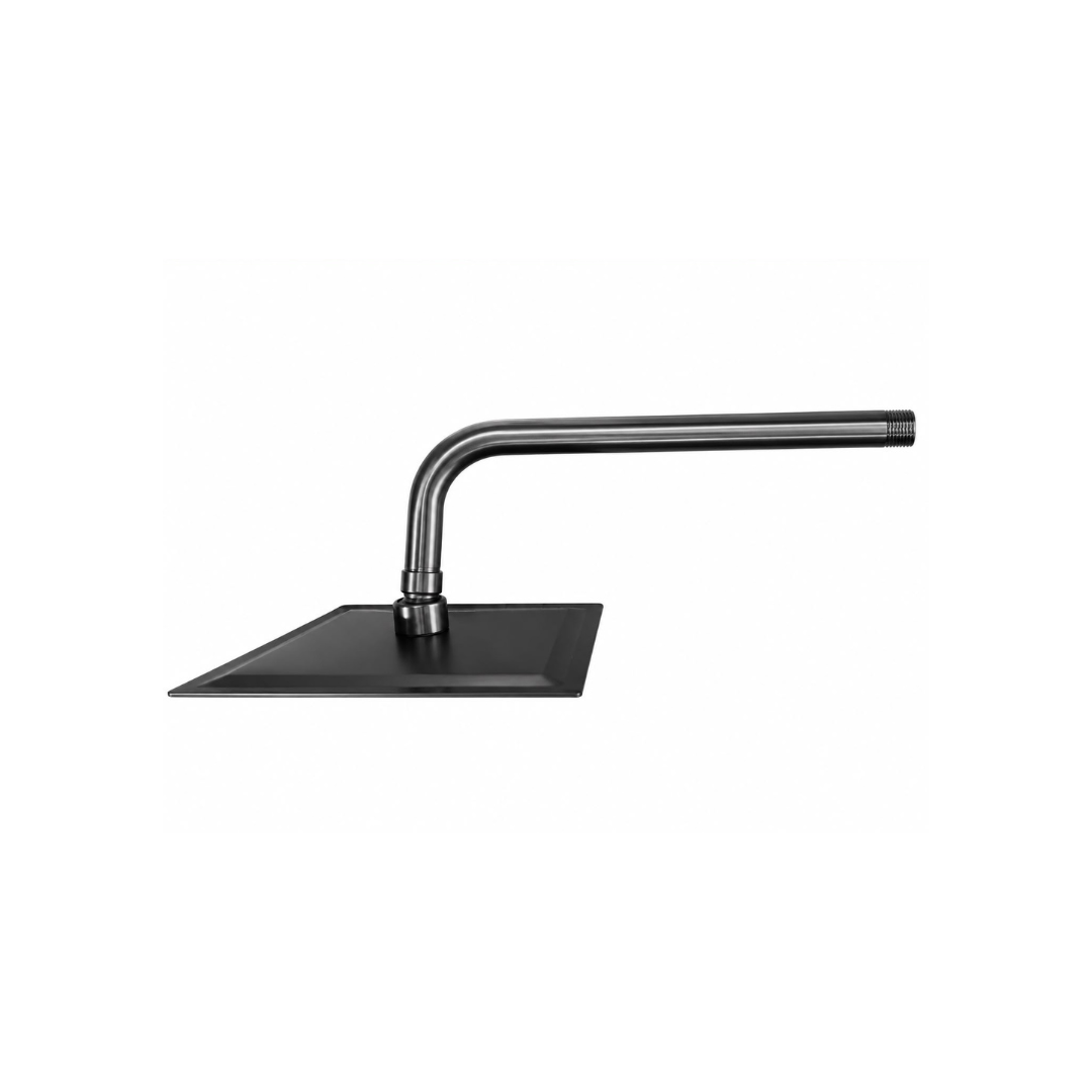 Regadera de ducha cuadrada 8″ ultradelgada en acero inoxidable gun metal con tubo de 30 cm