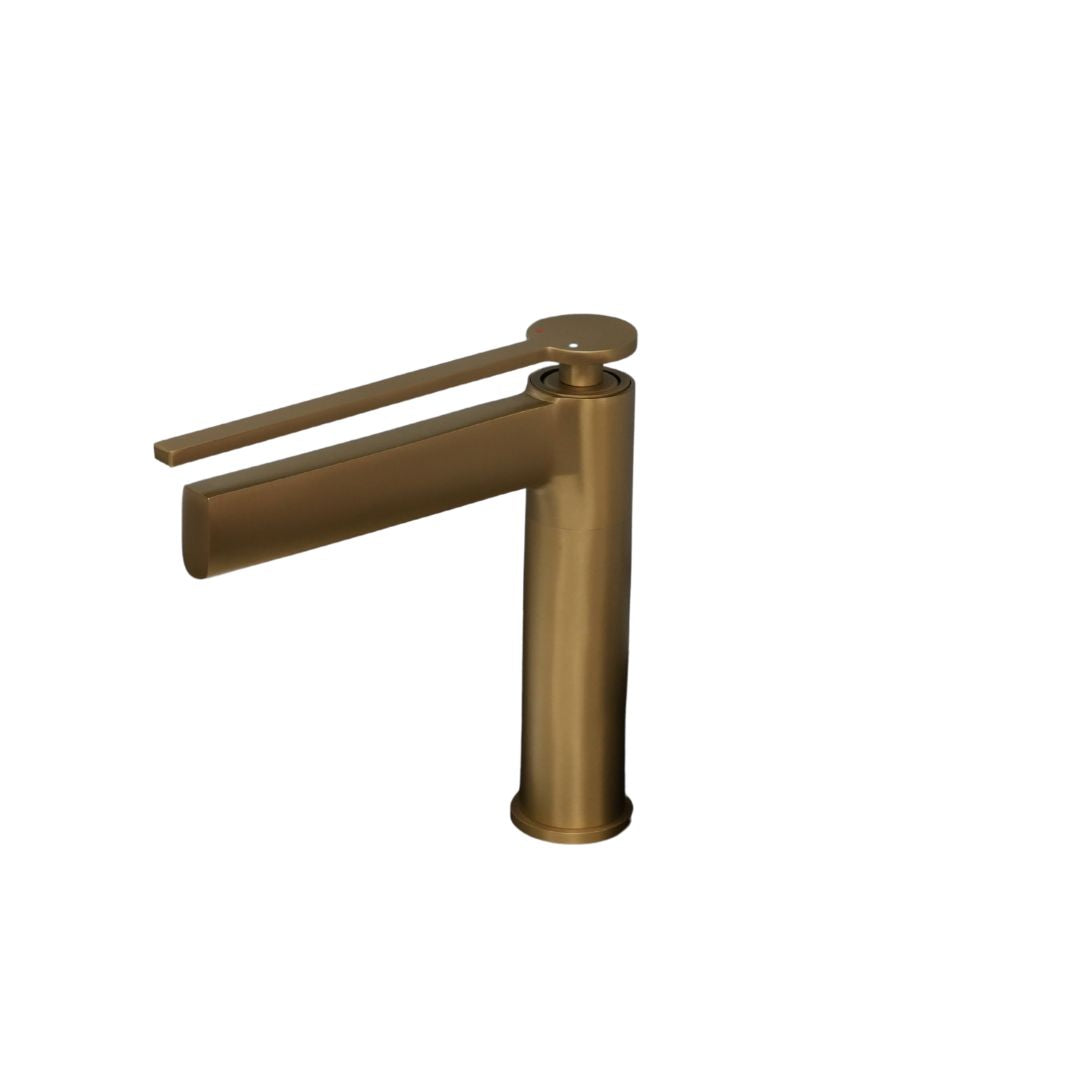Grifo Monomando en cobre de Doble Temperatura con Altura Baja para Baño - Acabado Dorado