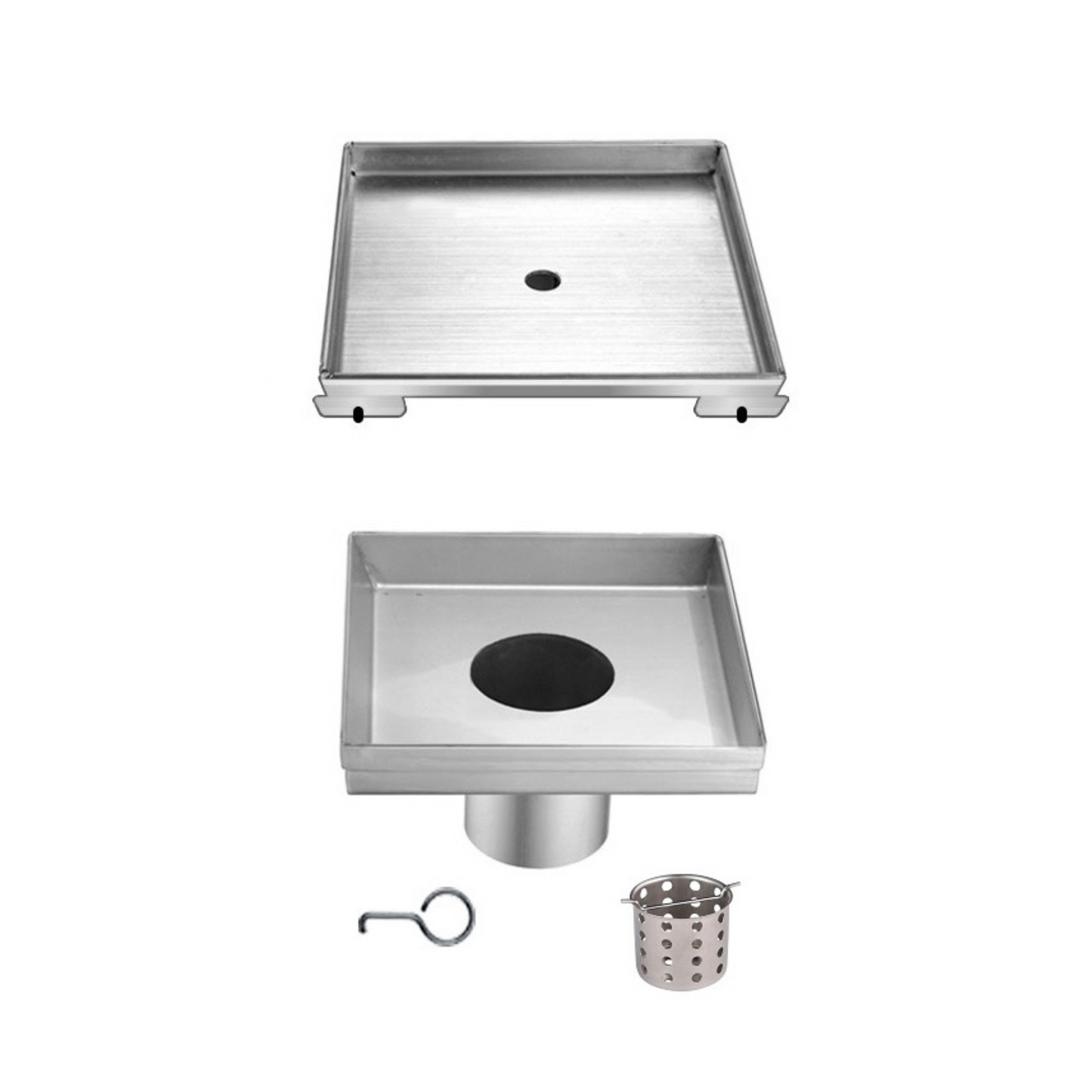 Desagüe de Baño Cuadrado 13.4CM X 13.4CM en Acero Inoxidable acabado Satinado