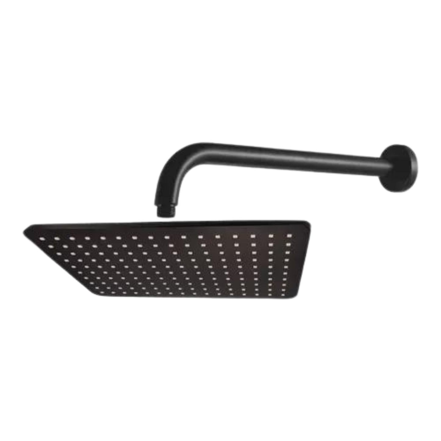 Ducha Rectangular de 10"x8" con tubo de 40CM en Acero Inoxidable y ABS (Negro Mate)