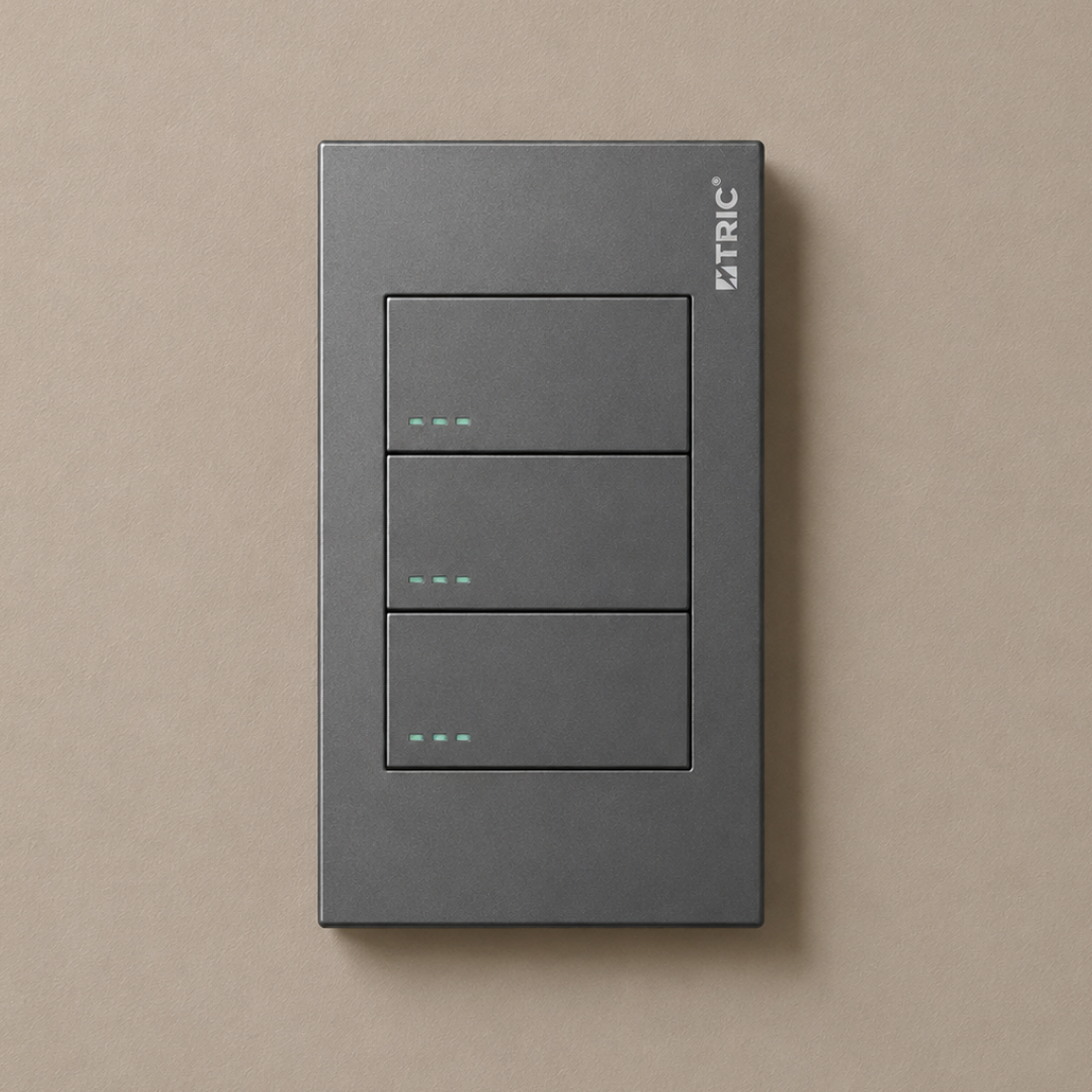 Interruptor triple estándar 127V 10AMP - Gris