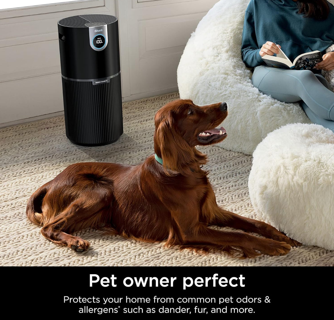 Shark Purificador de aire para el hogar, la oficina y el dormitorio, tecnología Clean Sense, filtro de aire HEPA, 1200 pies cuadrados, captura el 99.98% de las partículas, caspa de mascotas,