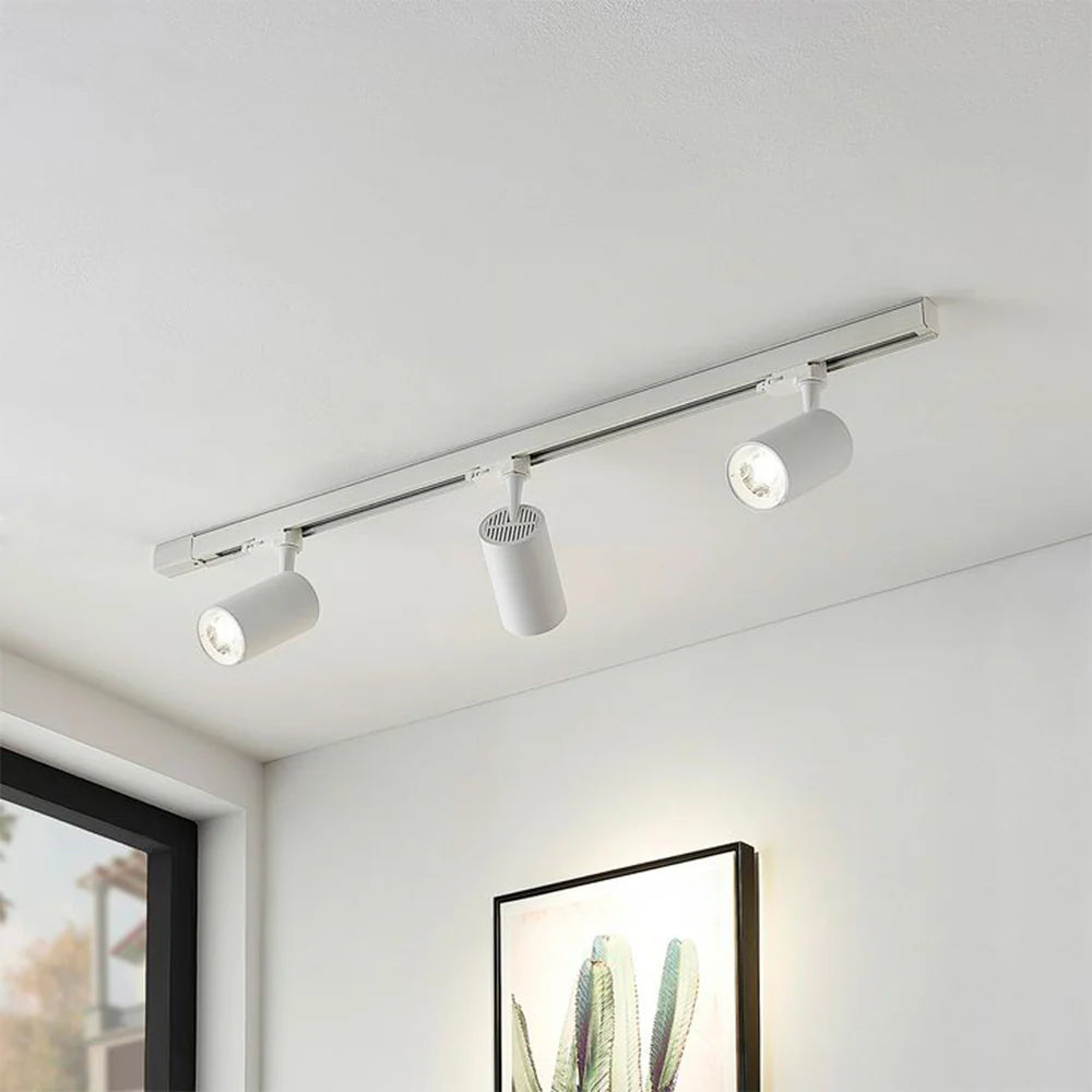 Kit de Riel Blanco - Riel de 1M y 3 Tracklights con Luz Integrada de 12W (CCT / 3 Tonos de Luz)