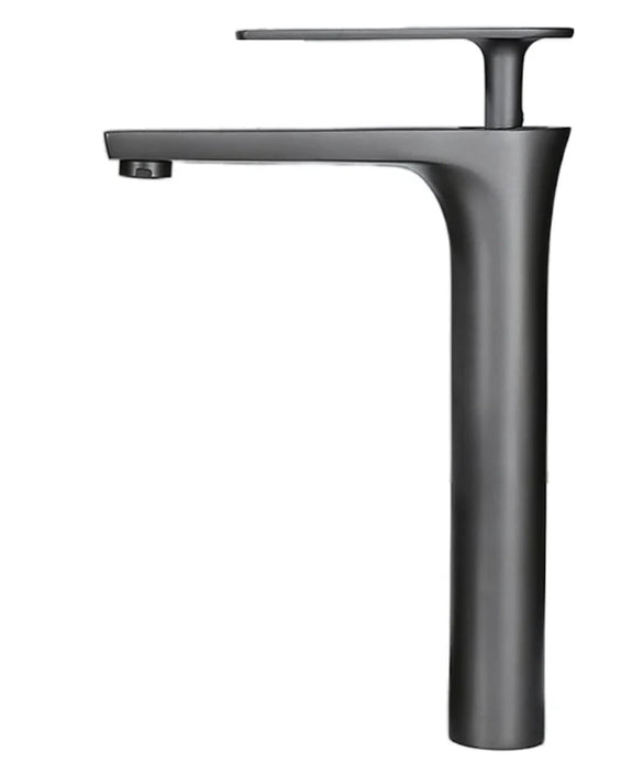 Grifo Monomando en Acero Inoxidable de Doble Temperatura con Altura de 30CM y Cabezal Largo para Baño - Acabado Gunmetal