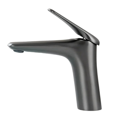Grifo Monomando en Acero Inoxidable de Doble Temperatura con Altura Baja para Baño - Acabado Gunmetal