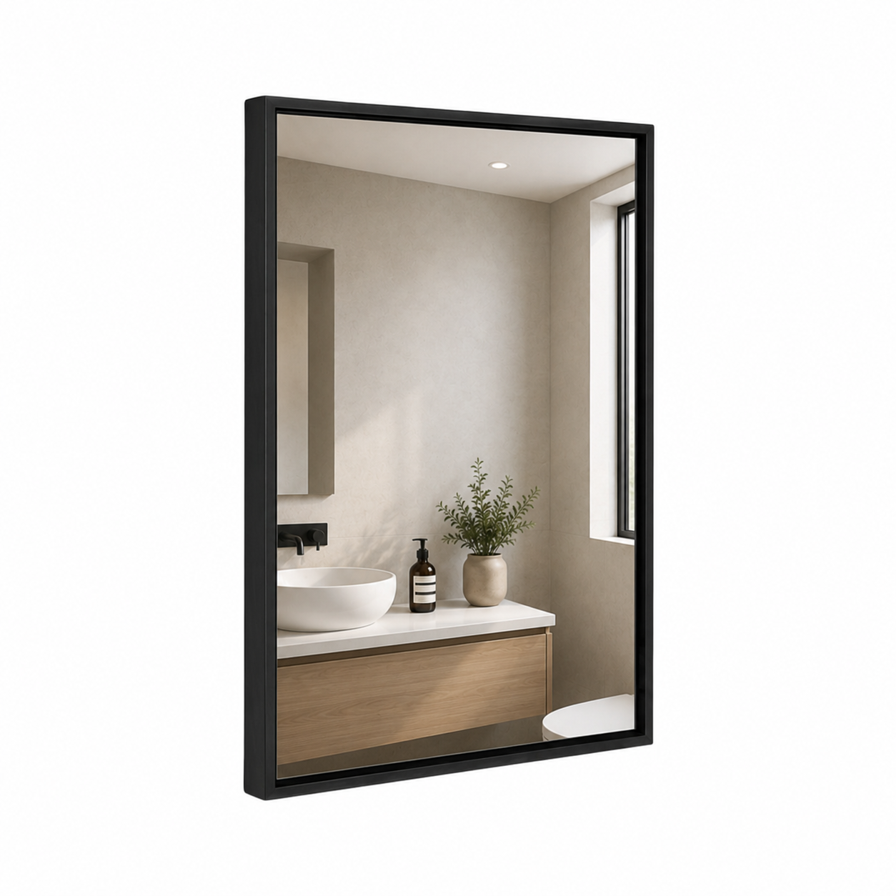 Espejo rectangular 45 x 60 cm con marco negro