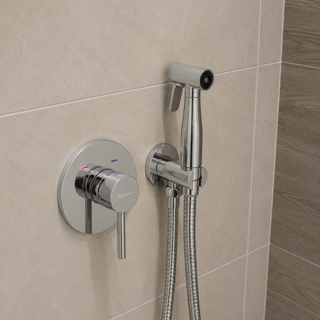 Ducha Monomando para Sanitario (Bidet) con acabado Cromado - Acero Inoxidable y Laton de Doble Temperatura