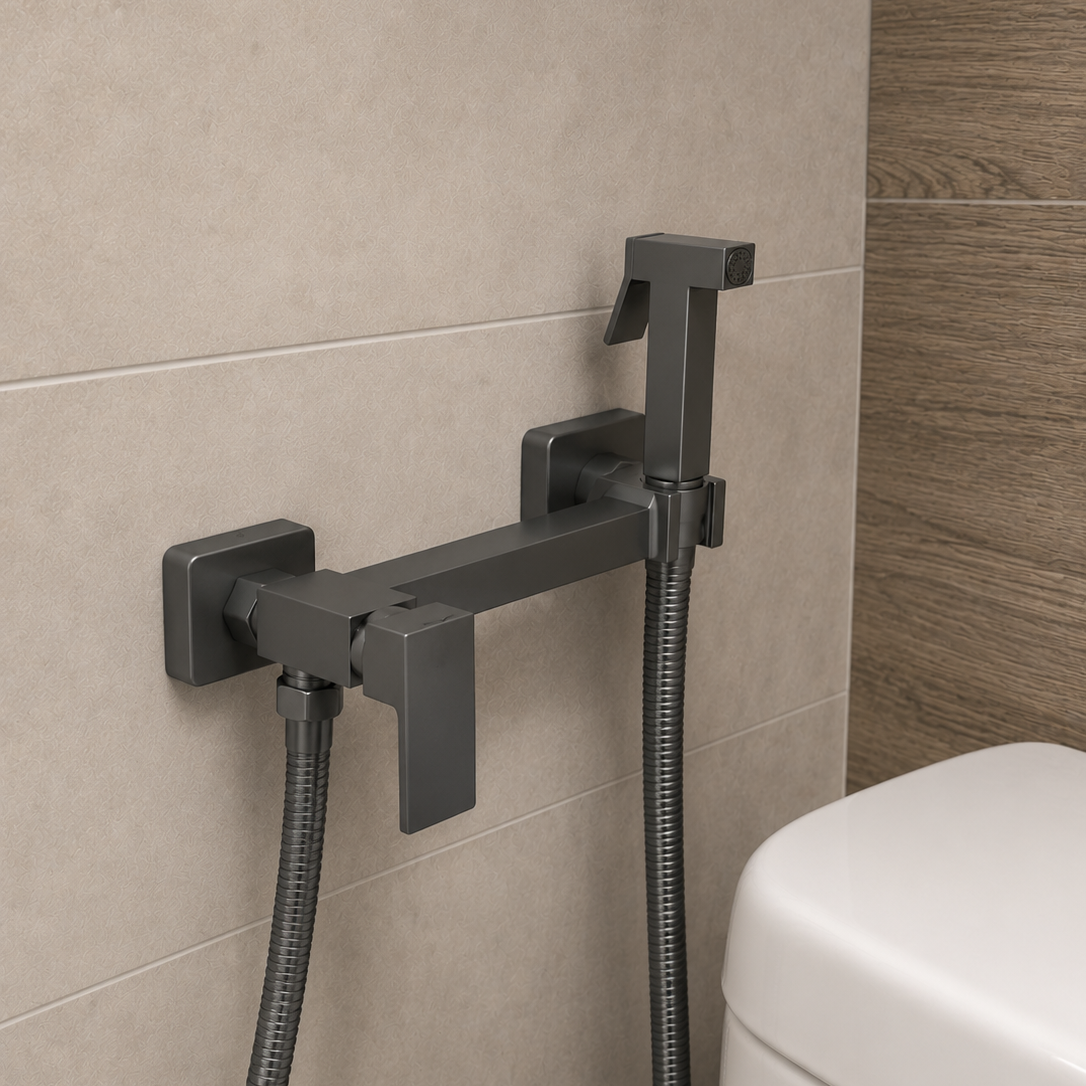 Ducha de Doble Temperatura para Sanitario (Bidet) de Acero Inoxidable con acabado Gun Metal
