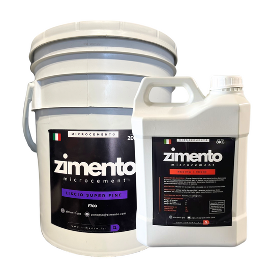 Combo MicroCemento ZIMENTO Liscio Super Fine (44lbs) + Resina ZIMENTO (8L)