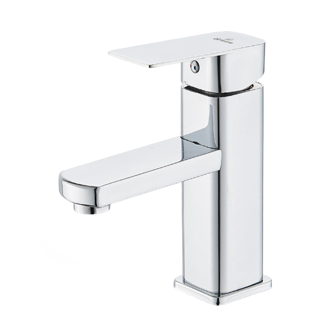 Grifo monomando bajo para lavamanos Griven en acero inoxidable cromado - Doble temperatura