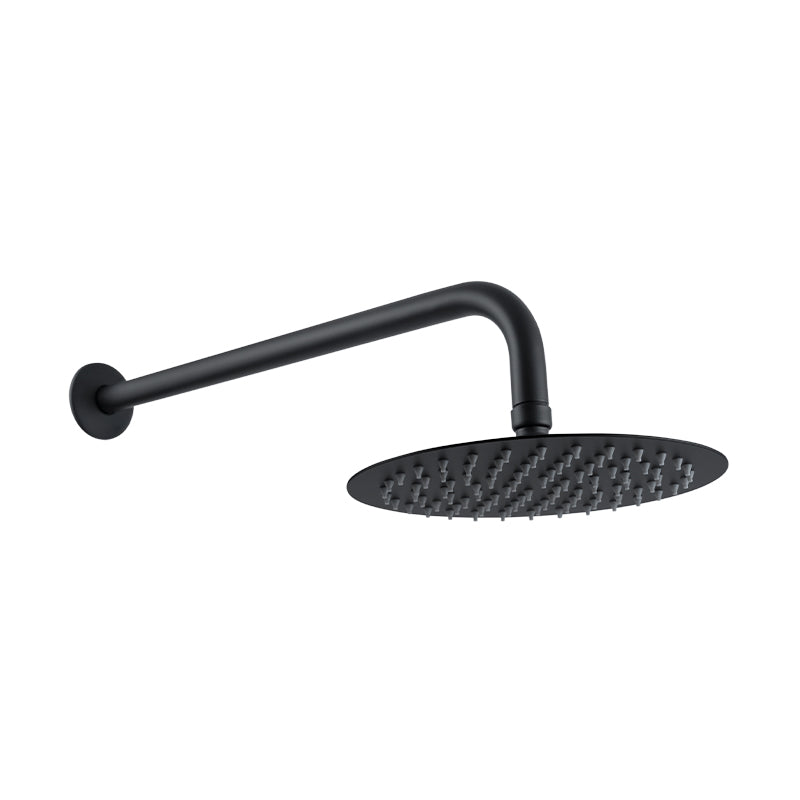 Regadera de Ducha Redonda Ultradelgada de 8" con Tubo de 50CM en Negro Mate
