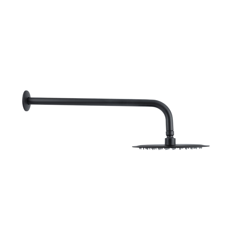 Regadera de Ducha Redonda Ultradelgada de 8" con Tubo de 50CM en Negro Mate