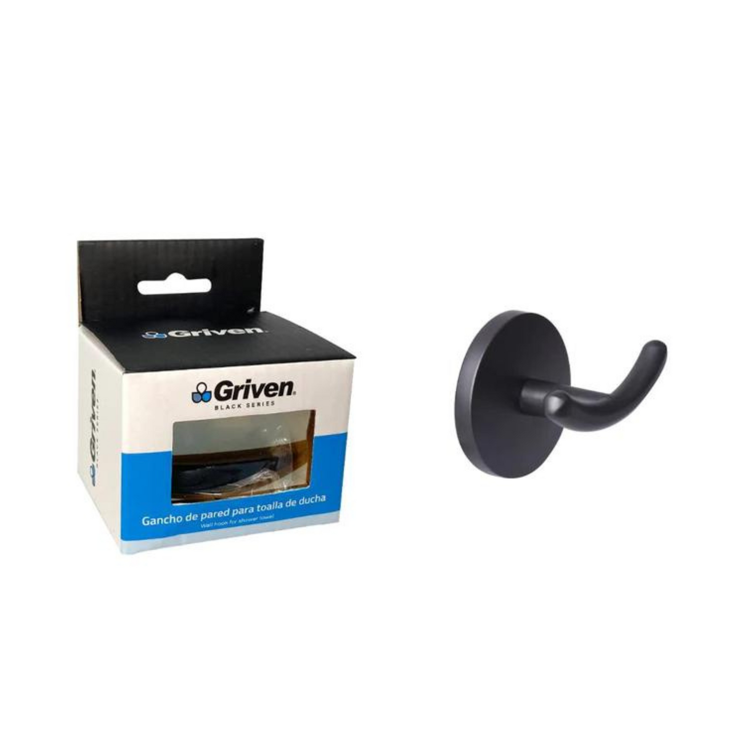 Gancho de Pared para Toalla en Acero Inoxidable - Acabado Negro Mate