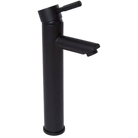 Combo de Grifo Monomando para Lavamanos Alto de 30CM Griven- Acabado Negro Mate + Desague Push Negro