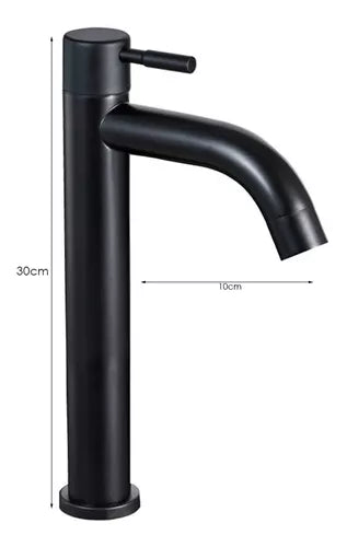 Grifo individual alto para lavamanos Selenita en acero inoxidable negro - Una temperatura