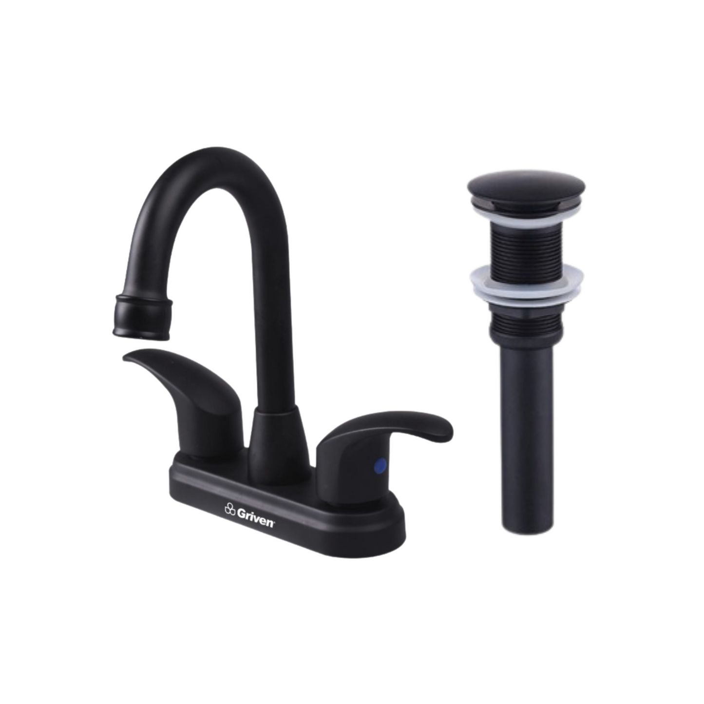 Grifo Central para Lavamanos Cuello Tipo Bar con acabado Negro Mate