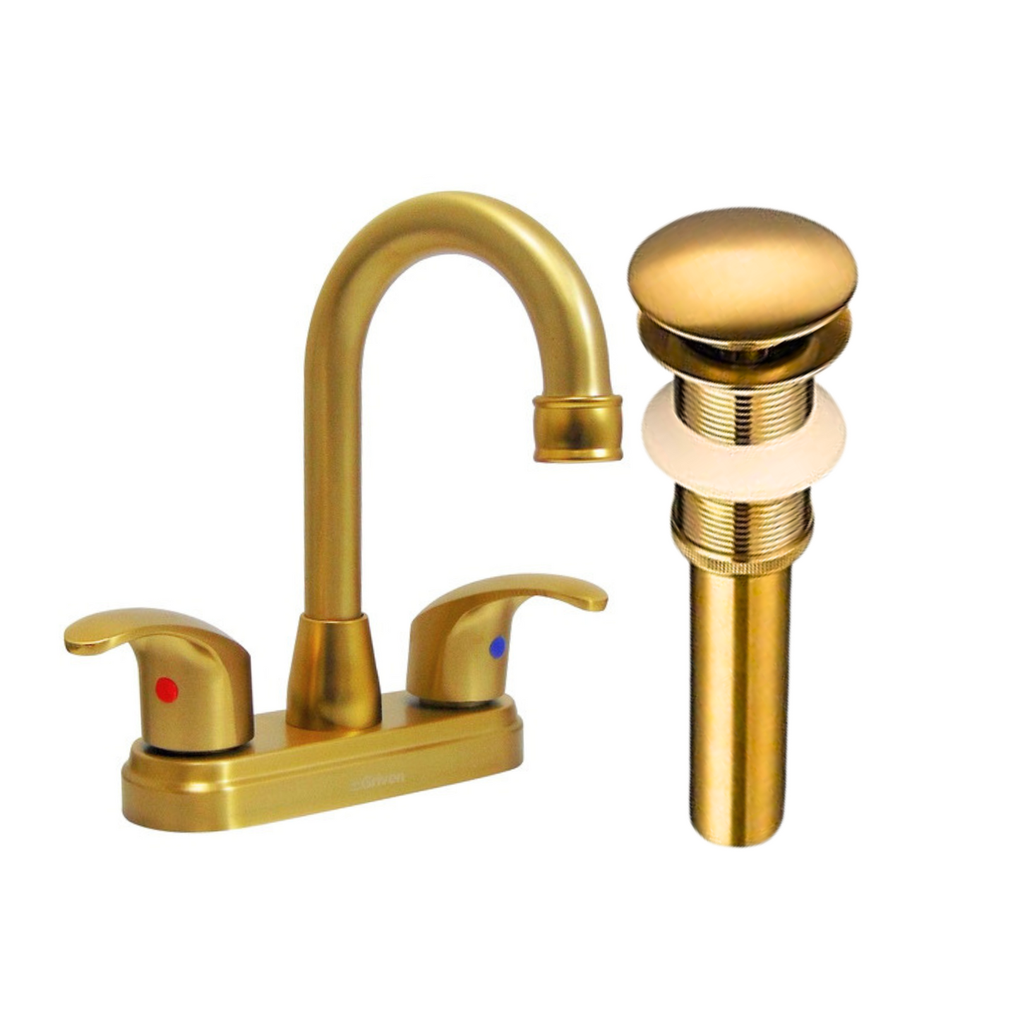 Grifo Central para Lavamanos Cuello Tipo Bar con acabado Dorado