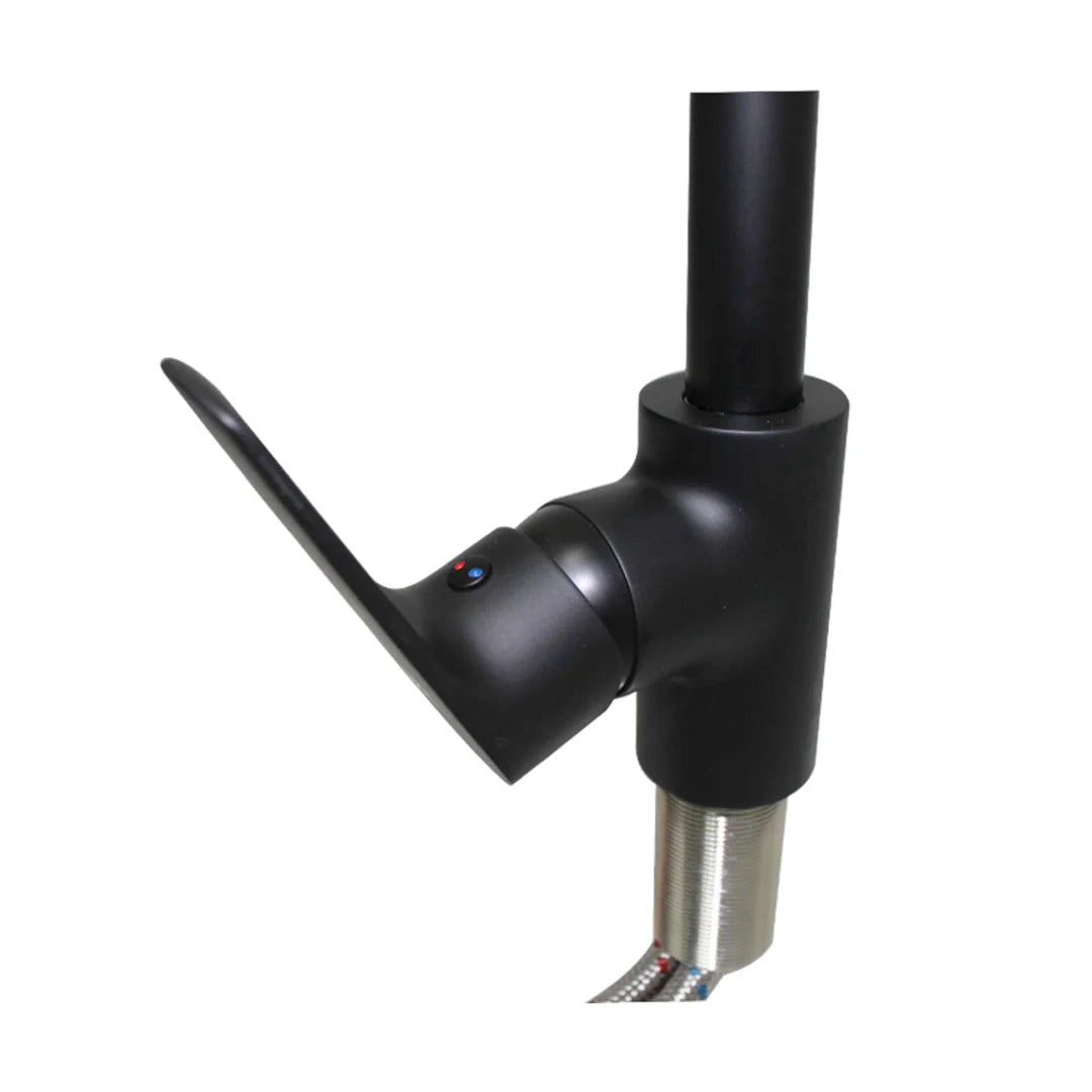 Grifo monomando para fregadero BM con cuello cisne en acero inoxidable negro - Doble temperatura