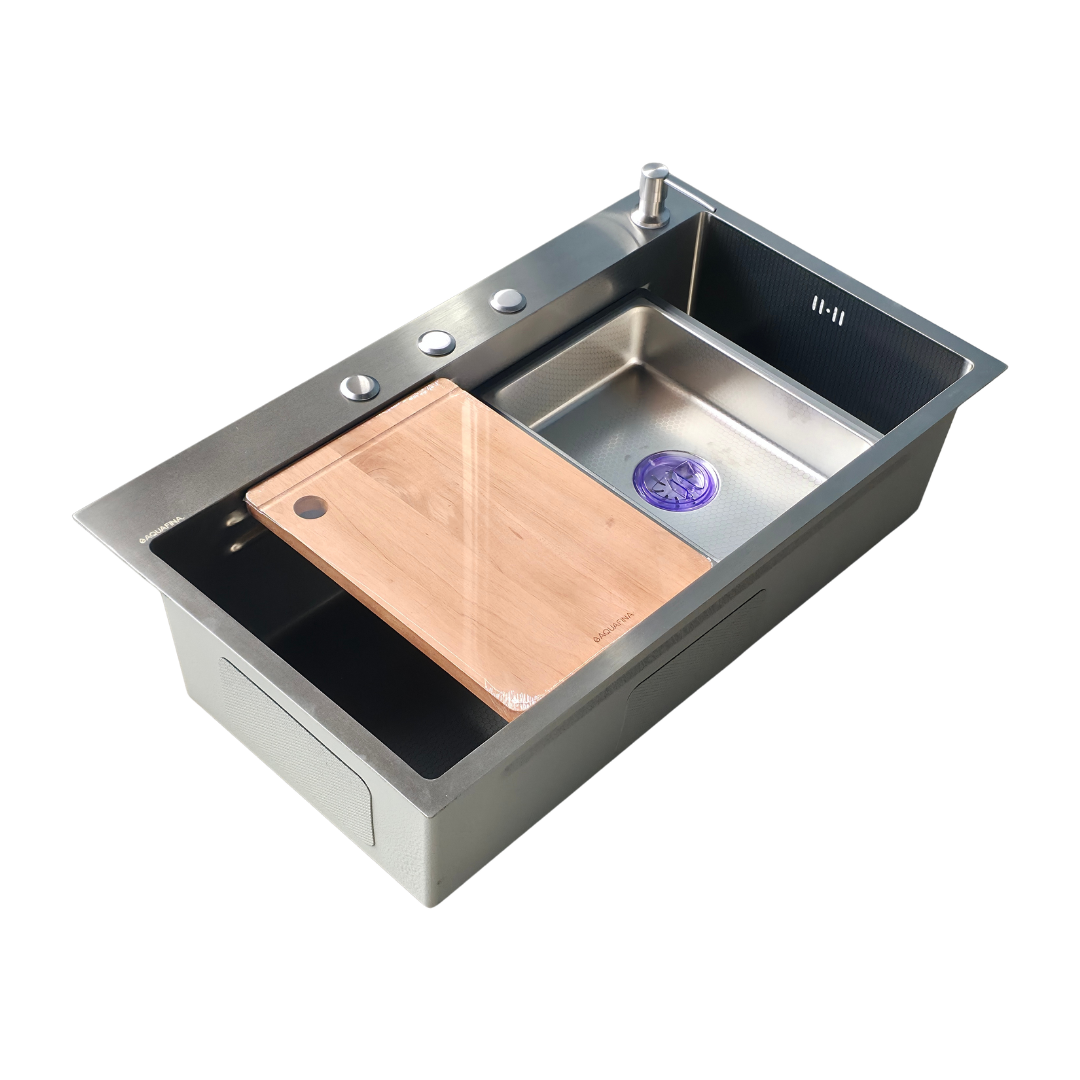 Kit de fregadero All in One en acero inoxidable satinado – 80 × 45 cm