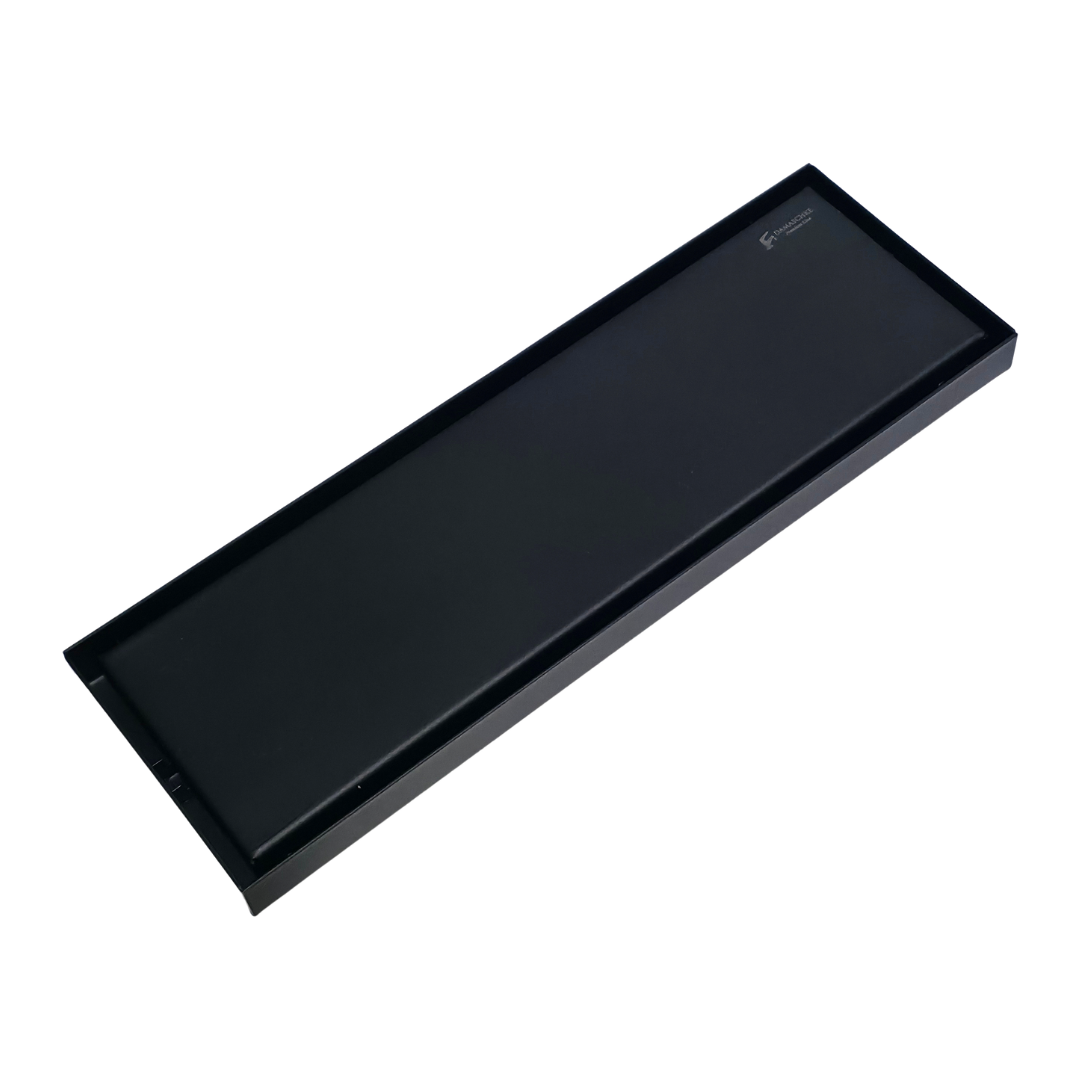 Desagüe para piso lineal 30 x 10 cm con doble función para inserción de baldosa en acero inoxidable negro