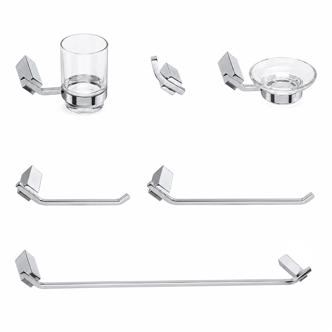Set de 6 accesorios para baño Oslo en acero inoxidable cromado