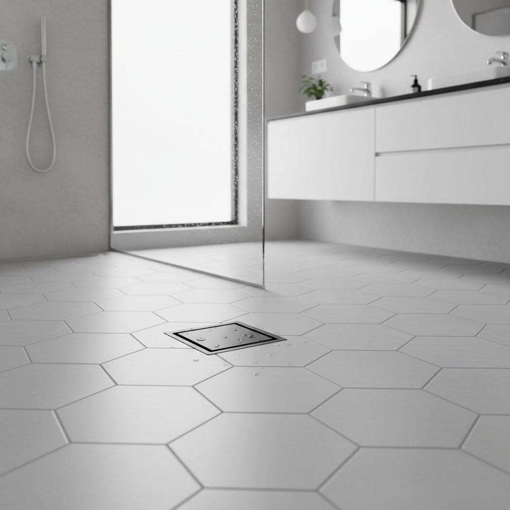 Desagüe cuadrado para baño doble función para inserción de baldosa 15 cm x 15 cm en acero inoxidable gunmetal