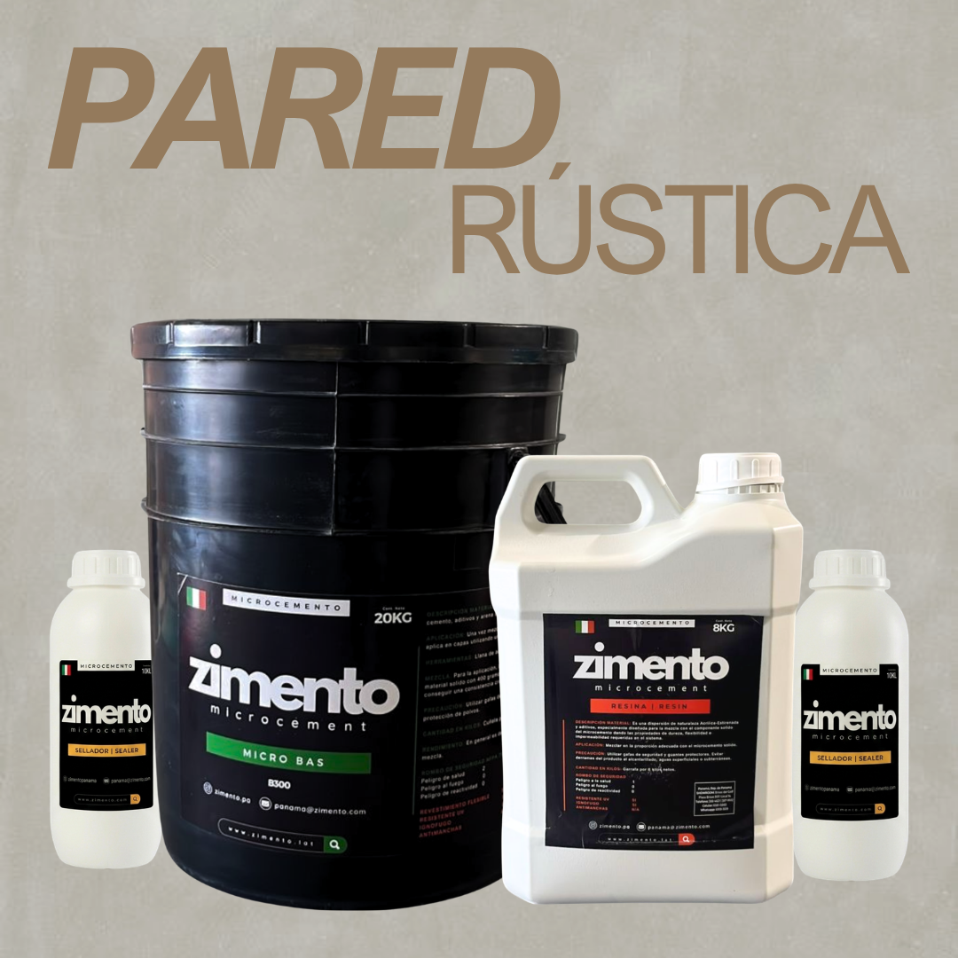 Combo de microcemento ZIMENTO para pared rústica