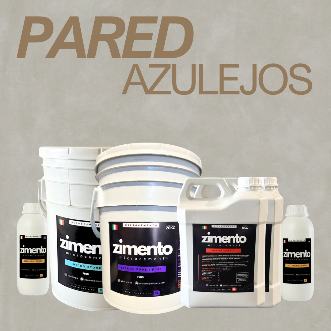Combo de microcemento ZIMENTO para pared de azulejos