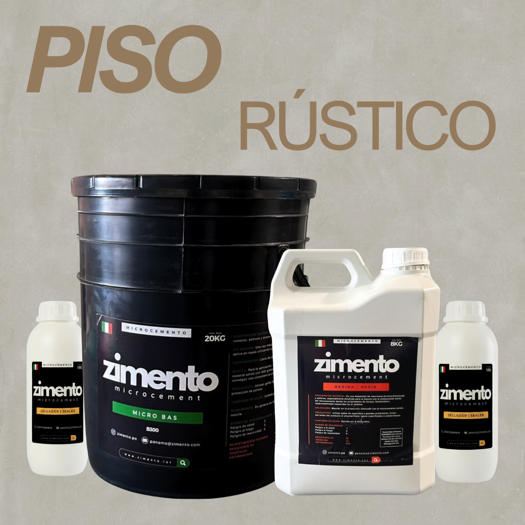 Combo de microcemento ZIMENTO para piso rústico