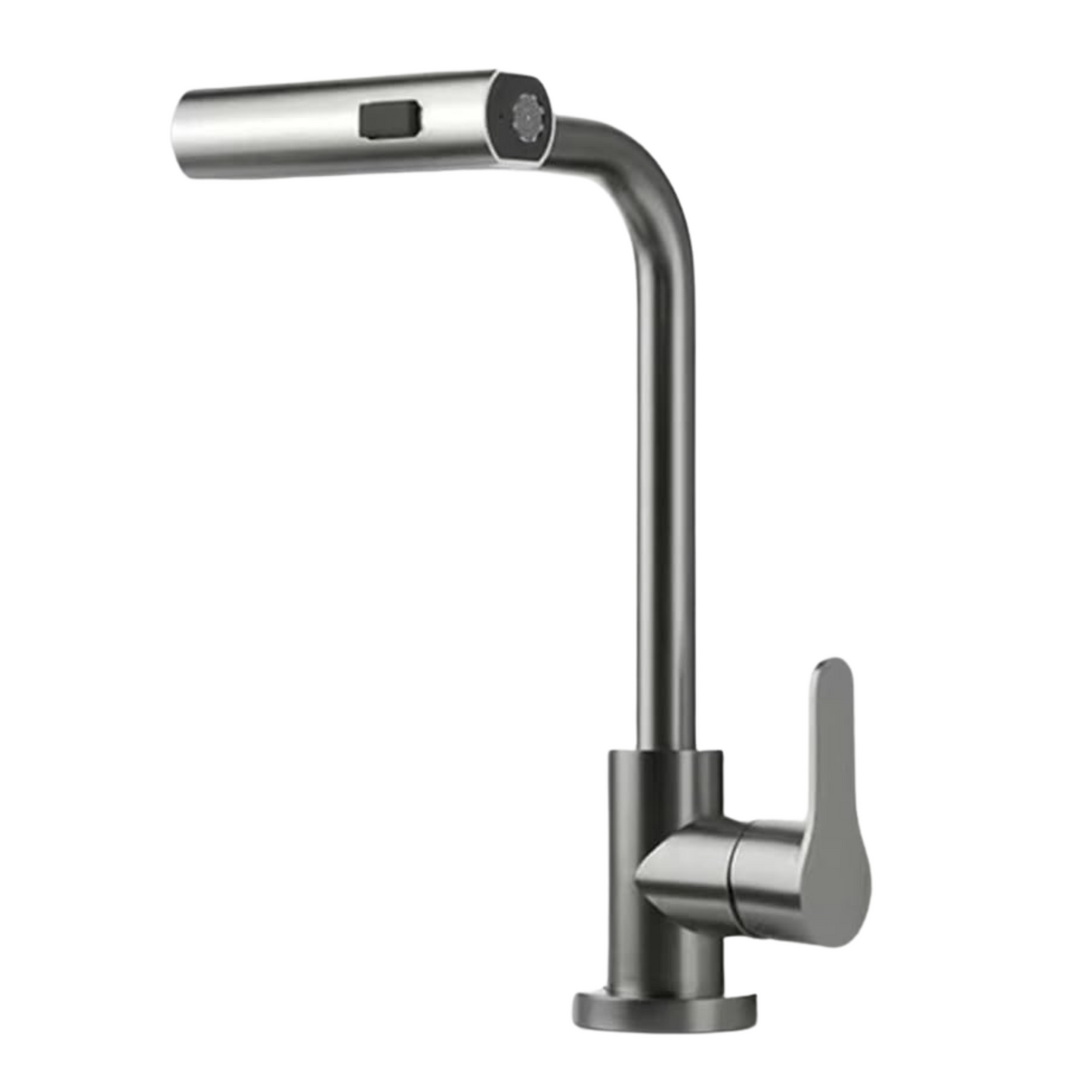 Grifo Monomando para Cocina con Cuello Alto de Doble Temperatura en Acero Inoxidable - Acabado Gunmetal / Plomo