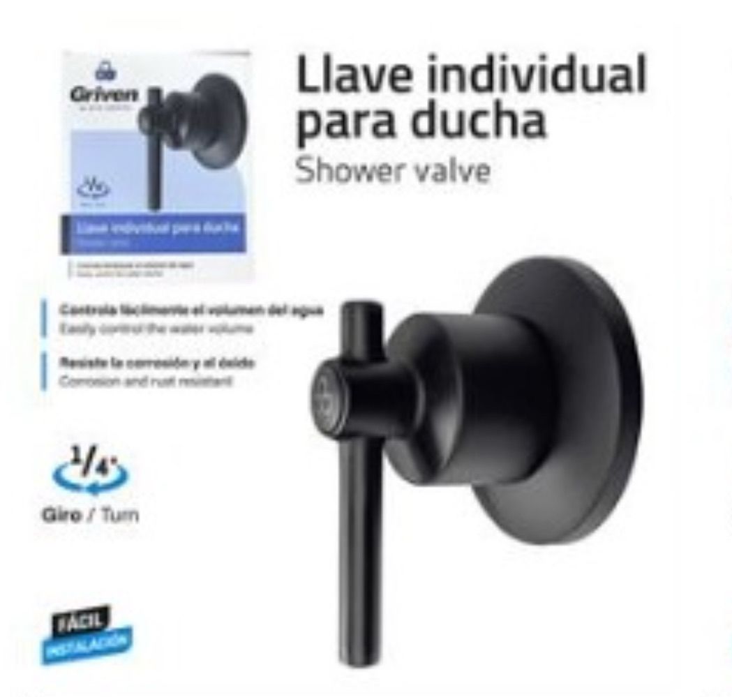 Llave Individual para Ducha en Acero Inoxidable - Acabado Negro Mate