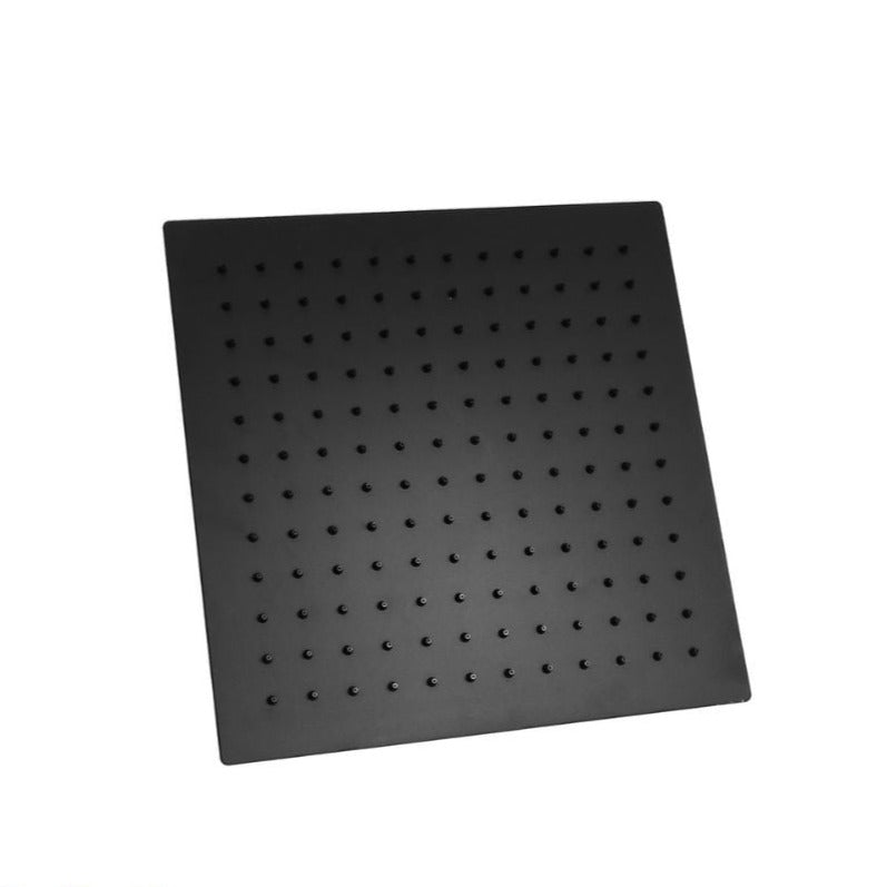 Regadera para Ducha Cuadrada de 12" Ultra Delgada en Acero Inoxidable (Negro Mate)