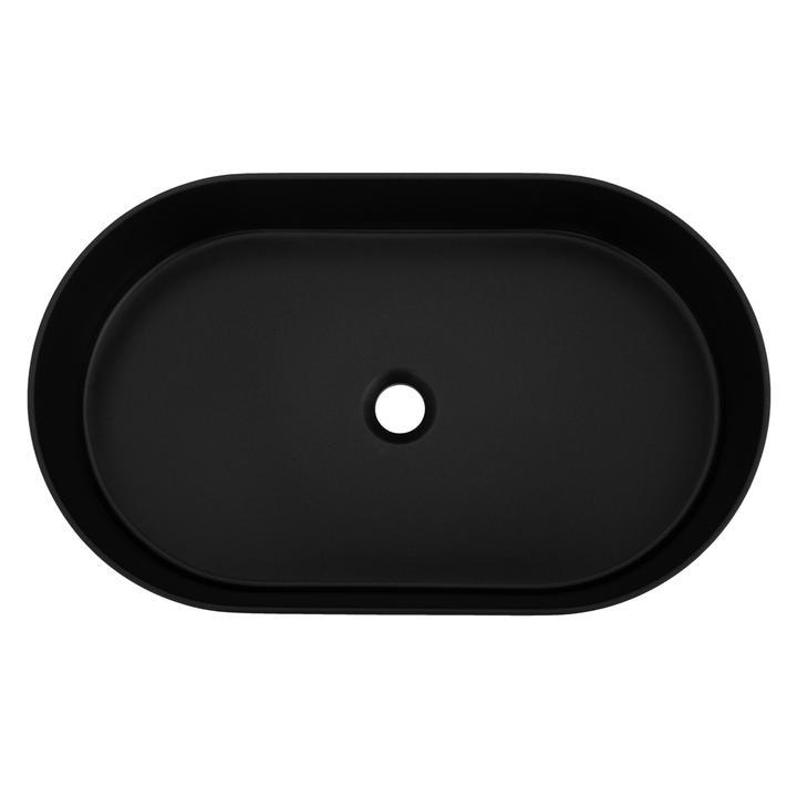 Lavamanos Tipo Bowl Cerámico Ovalado (61x38X12CM) con Acabado Negro