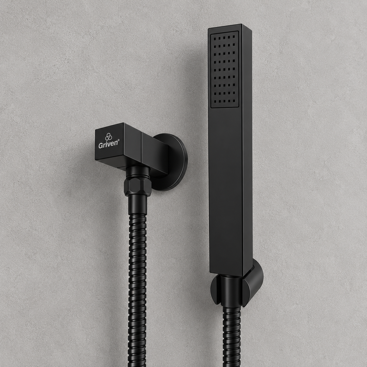 Juego de Ducha Tipo Bidet (Cabezal Rectangular) con acabado Negro - ABS y Acero Inoxidable (1.20M)