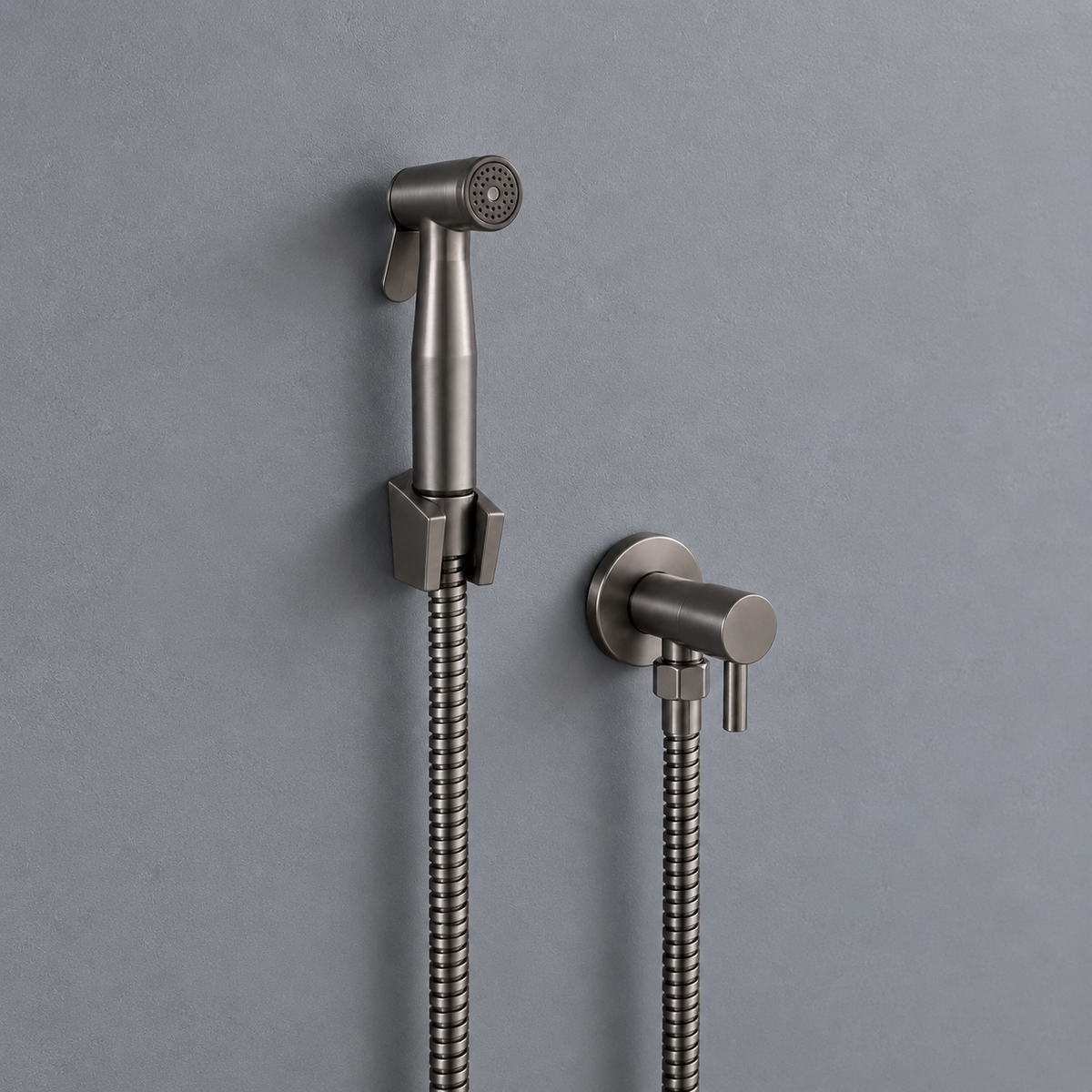 Juego de ducha higiénica tipo bidet Griven en acero inoxidable y ABS Gun Metal