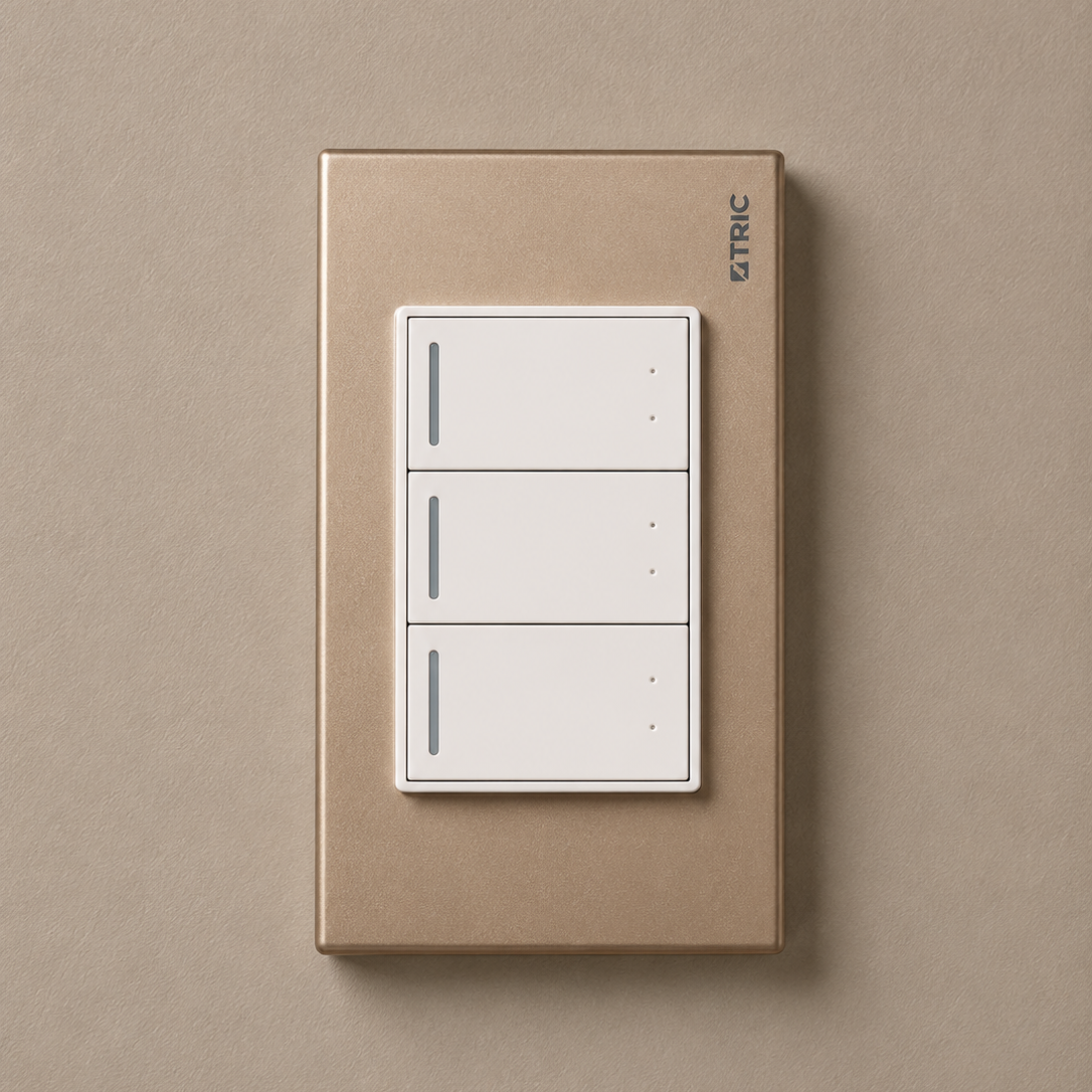 Interruptor triple de 3 vías 250V 16AMP - Rose gold