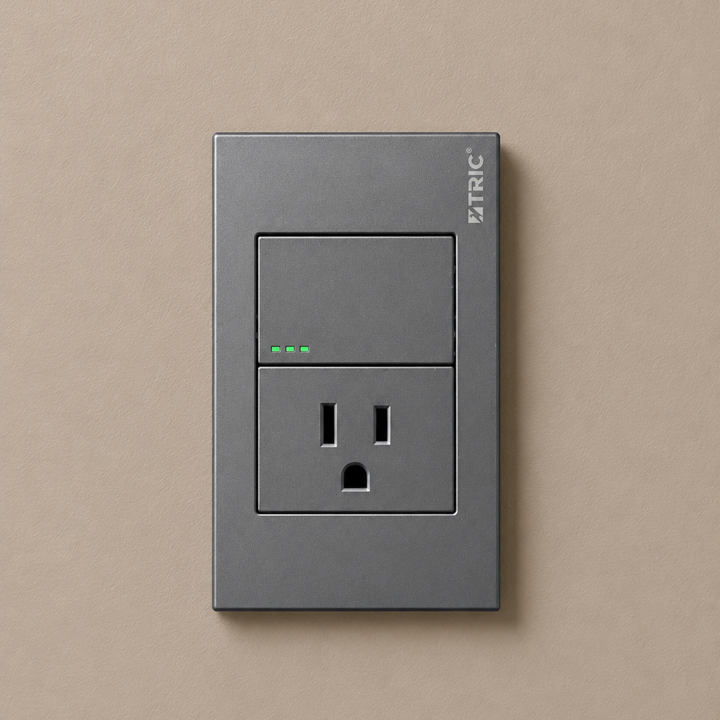Tomacorriente con interruptor sencillo estándar 127V 10AMP - Gris
