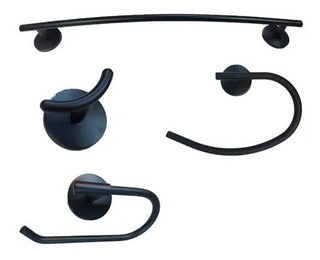 Set de Accesorios para Baño (4 Piezas) - Acero Inoxidable / Acabado Negro Mate