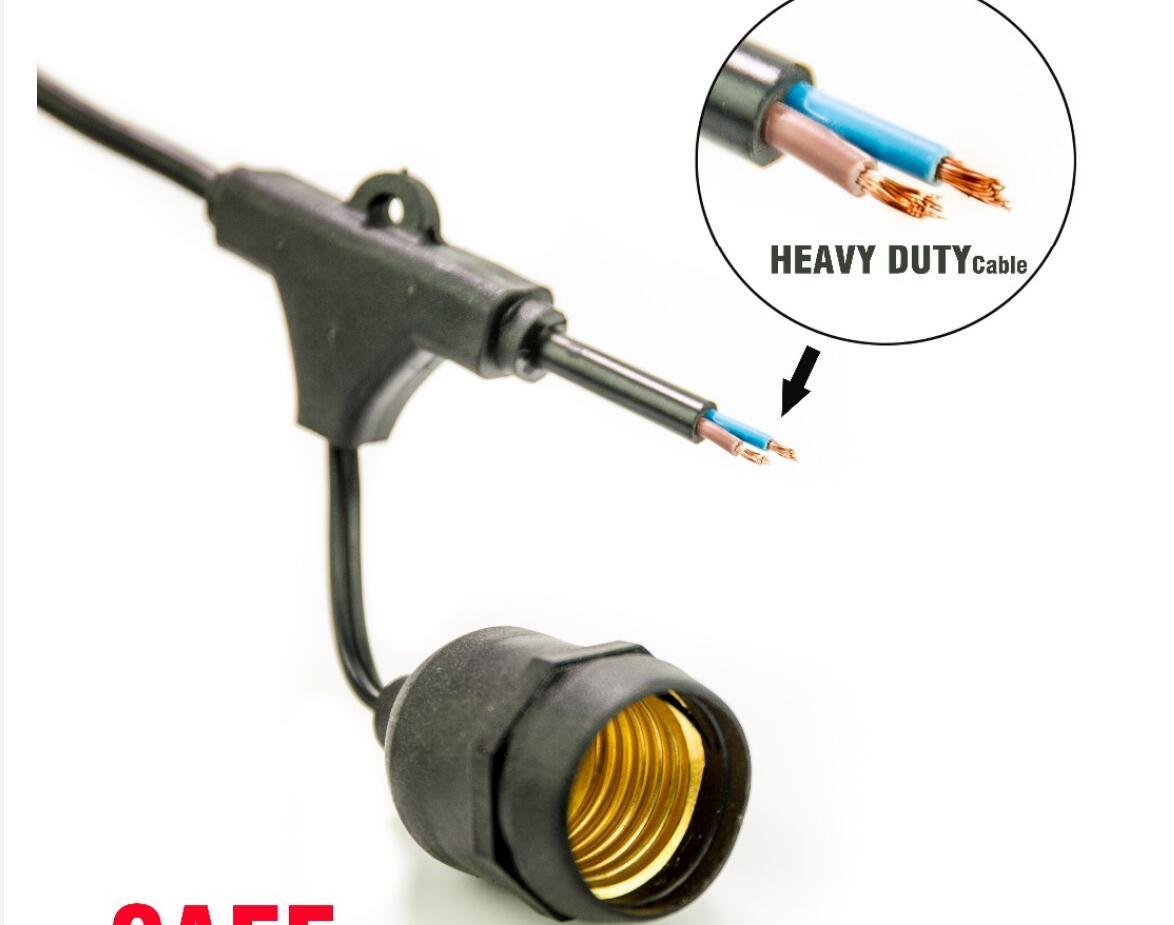 Luces Colgantes LED (String Lights) - 10 Focos E27 Vintage con 4.3 Metros de Cable Reforzado