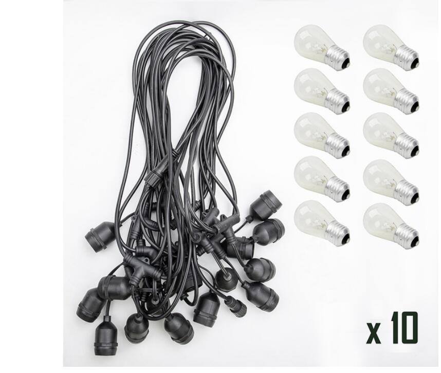 Luces Colgantes LED (String Lights) - 10 Focos E27 Vintage con 4.3 Metros de Cable Reforzado