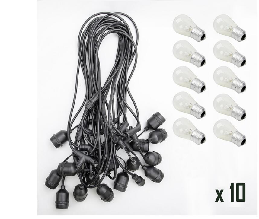 Luces Colgantes  LED (String Lights) - 10 Focos E27 Vintage con 6 Metros de Cable Reforzado