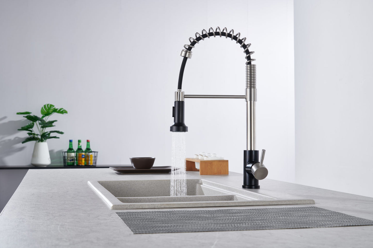 Grifo Monomando Extensible GASCO para Fregadero en Negro y Gris Mate - VERONA