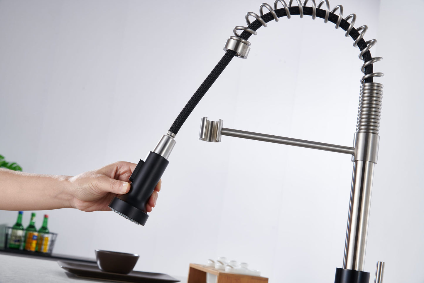 Grifo Monomando Extensible GASCO para Fregadero en Negro y Gris Mate - VERONA