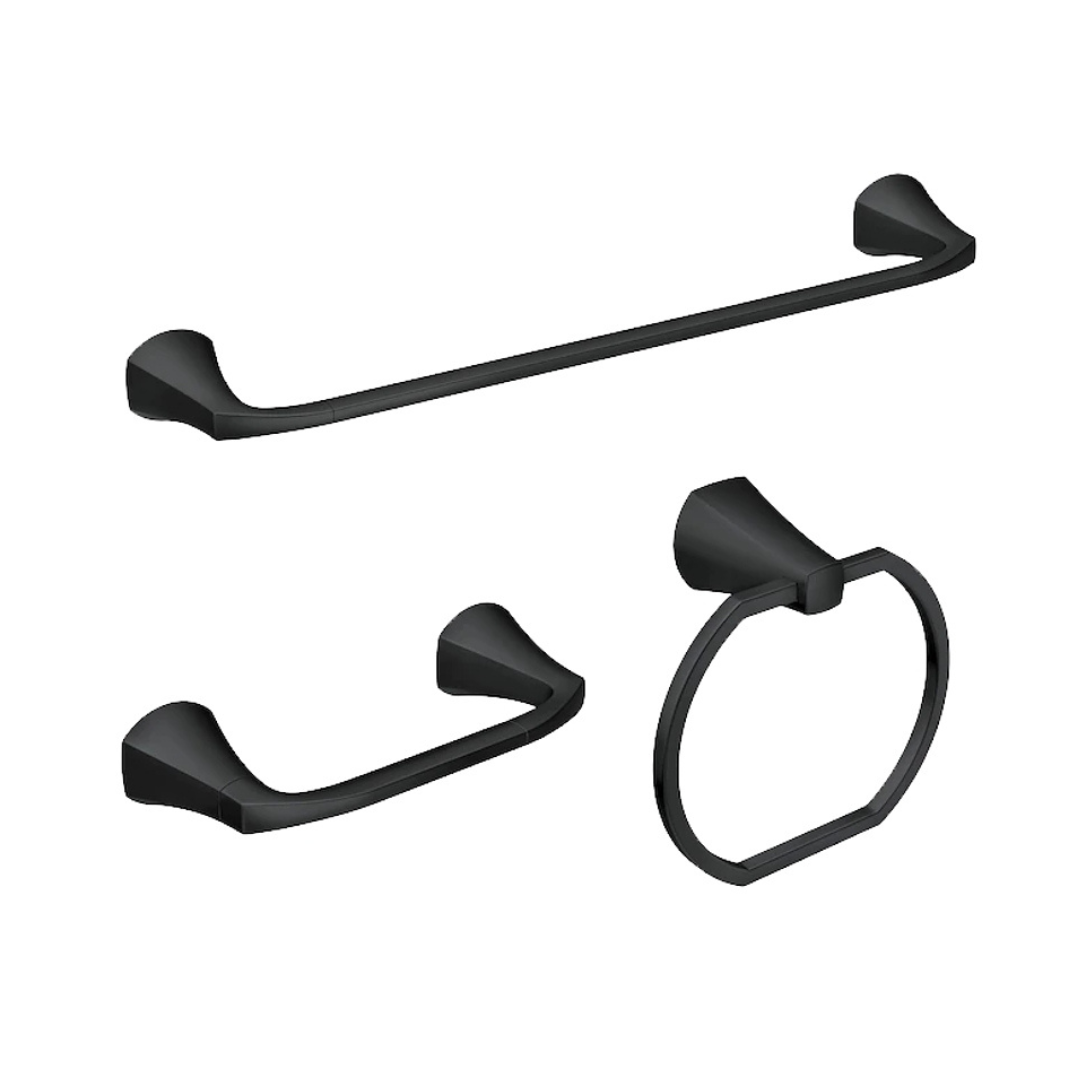 Set de Accesorios para Baño Moen Lindor (3 Piezas) - Acero Inoxidable / Acabado Negro Mate