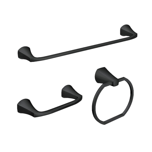 Set de Accesorios para Baño Moen Lindor (3 Piezas) - Acero Inoxidable / Acabado Negro Mate