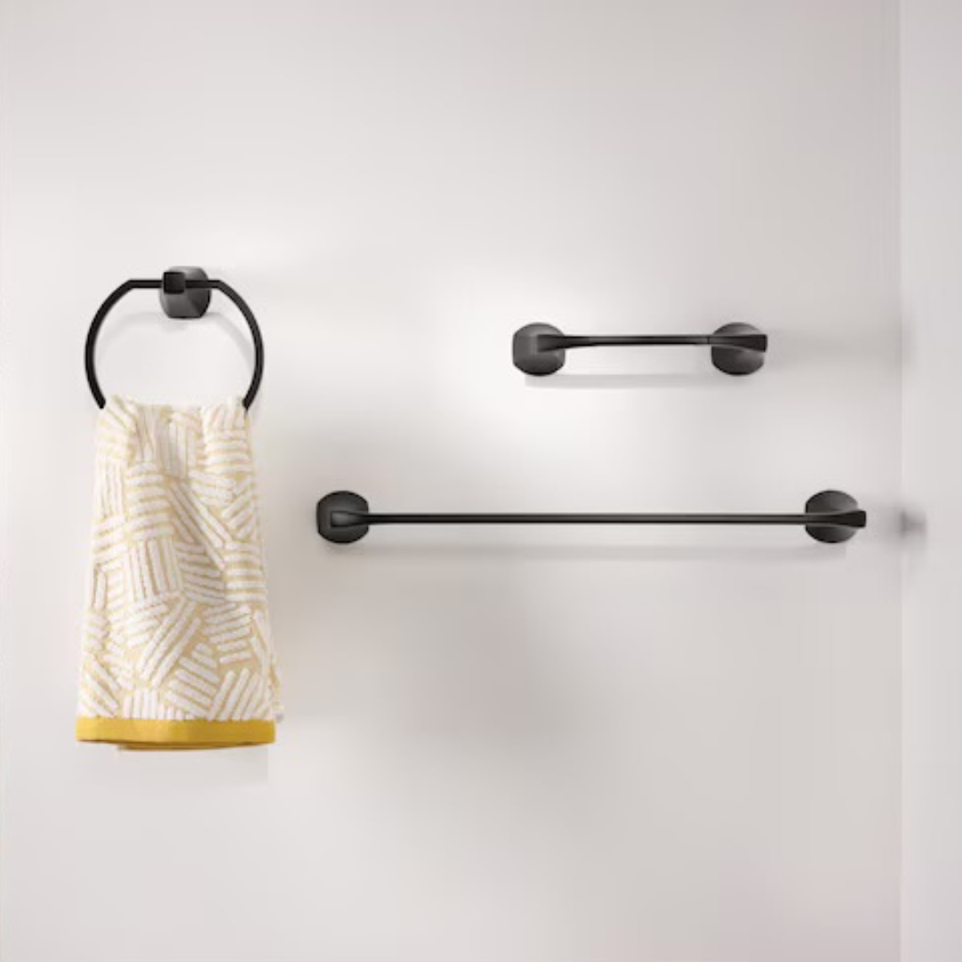 Set de Accesorios para Baño Moen Lindor (3 Piezas) - Acero Inoxidable / Acabado Negro Mate